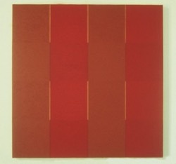 Red overlays 2001 Oil on Linen By Richard Bell